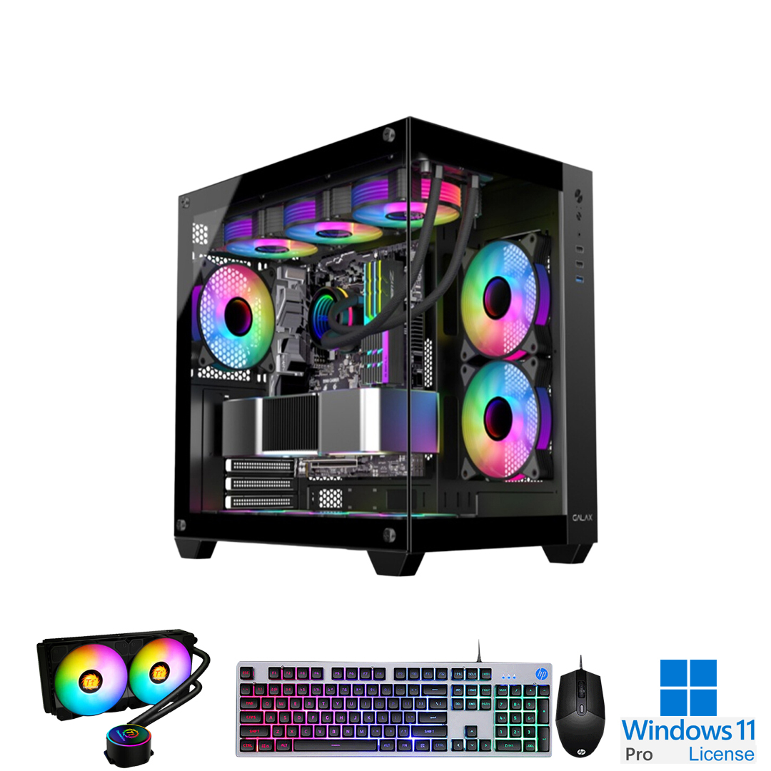 PC-Case Gaming-Design Intel Core i7-14700 Max Turbo 5.4Ghz 20cores-28threads Mainboard B760M RAM DDR5 32Gb M.2 NVME 1Tb PSU 850W Wifi KB-Mouse (No Monitor)